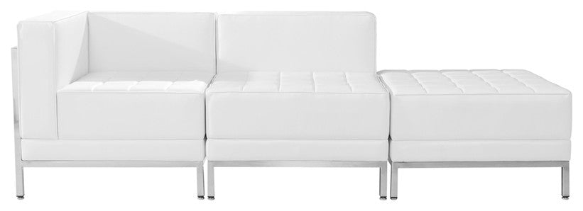Hercules Imagination Series Melrose White Leather 3-Piece Chair and Ottoman Set