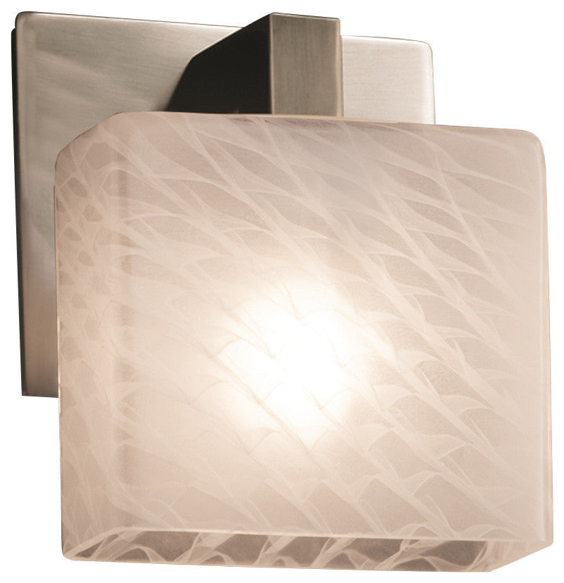 Fusion Modular 1-Light Bracket, Rectangle, Brushed Nickel, Weave Shade