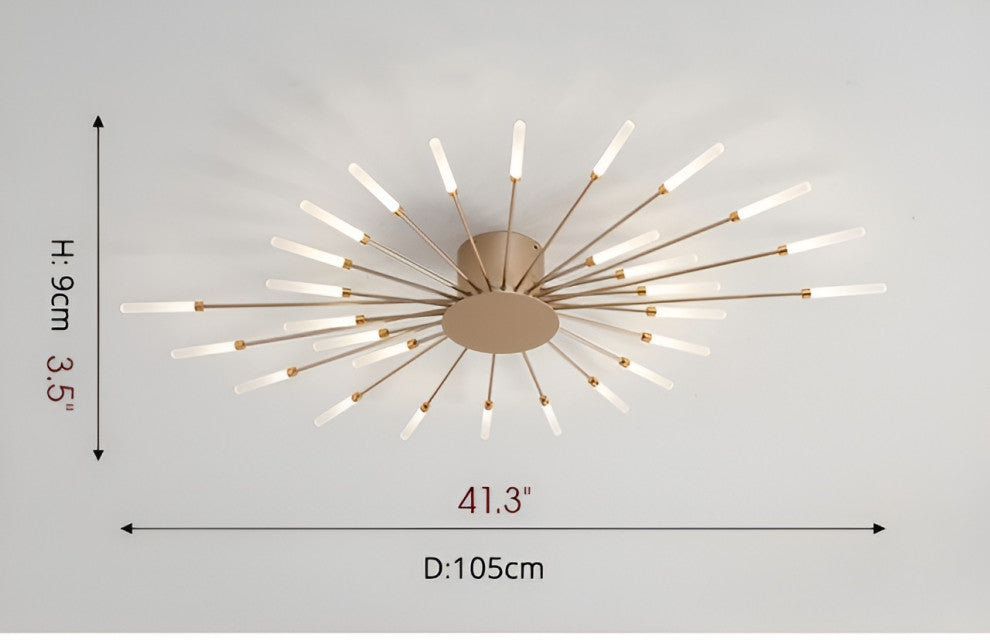 Yverdon-les-Bains | Creative Spiral LED Ceiling Light, Gold, 28 Heads