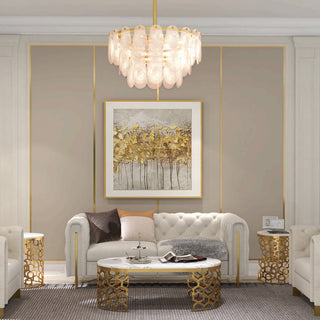 Cloude Modern 3 Tiered Cloud Glass Chandelier Adjustable Hanging Rod, 8-Light