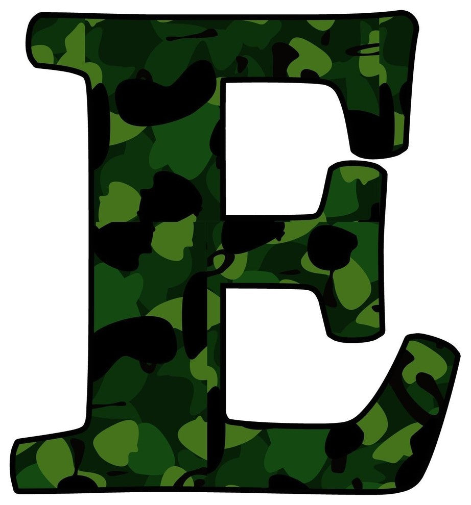 VWAQ Camoflauge E Wall Decal Peel and Stick Military Camo Pattern Wall Letter