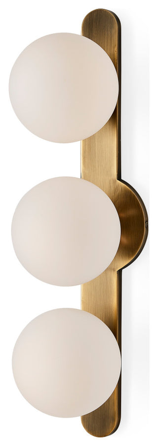 Modern Gold White Linear Wall Sconce 3 Light Glass Mid Century 22 in Vanity Bath