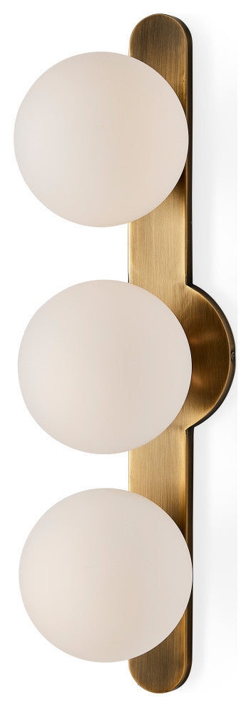 Modern Gold White Linear Wall Sconce 3 Light Glass Mid Century 22 in Vanity Bath