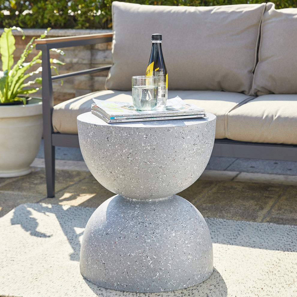 17.75'' Multi-Functional Mgo Sand Terrazzo Garden Stool, Gray