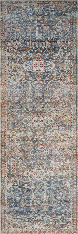 Chris Loves Julia x Loloi Jules Denim/Spice 2'-6" x 9'-6" Area Rug