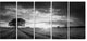 Vibrant Black White Lavender Field, Landscape Canvas Art, 60"x28", 5 Panels