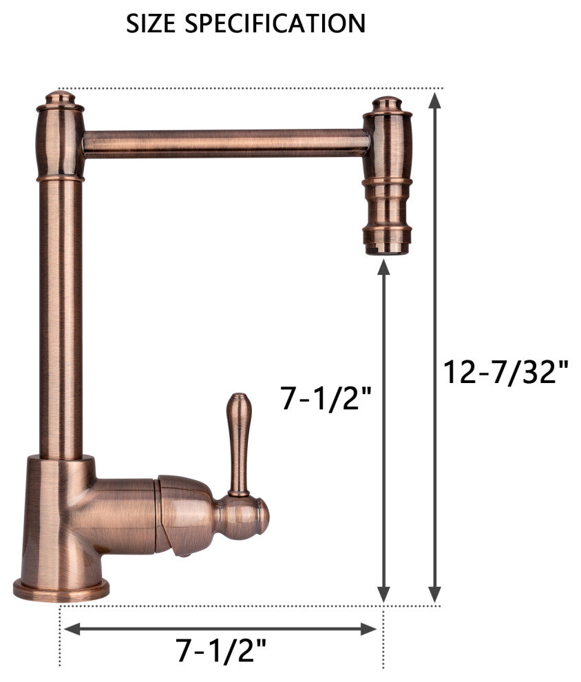 One-Handle Widespread Kitchen Bar/Prep Faucet, Antique Copper