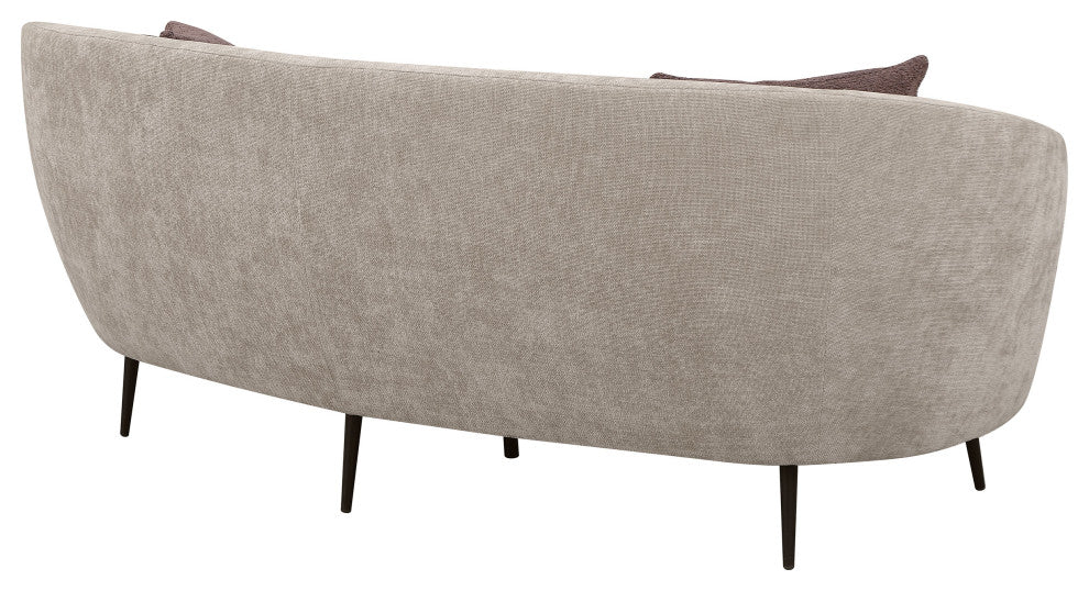 Ellorie Upholstered Channel Back Curved Sofa Beige