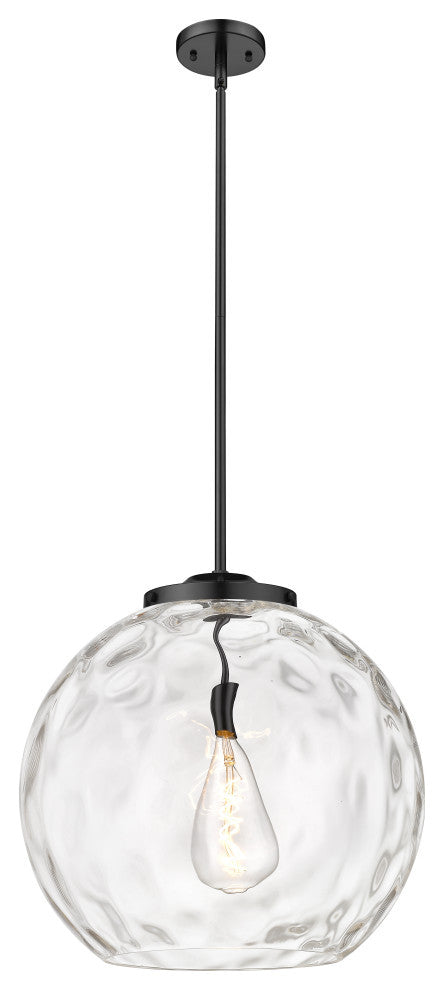 Athens Water Glass Pendant, Matte Black, Clear Water Glass, Clear Water Glass