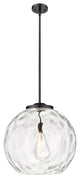 Athens Water Glass Pendant, Matte Black, Clear Water Glass, Clear Water Glass