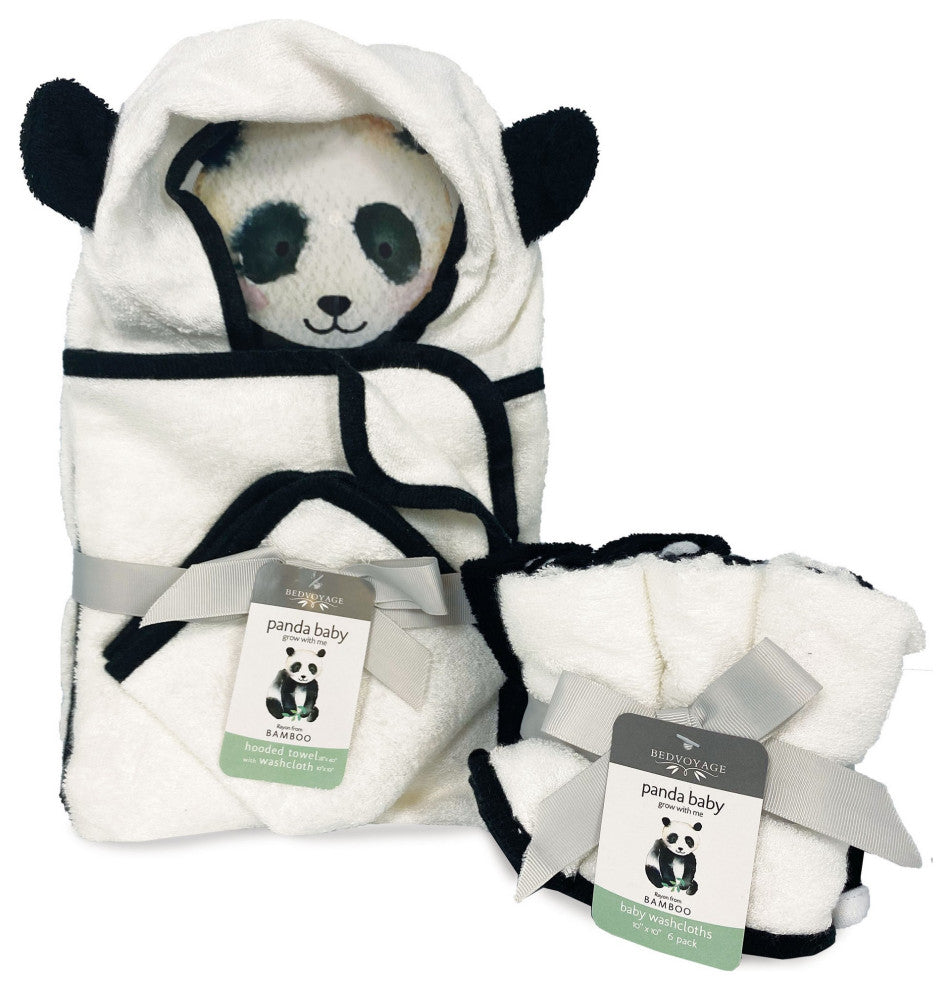 Panda Baby Rayon Viscose Bamboo Bath Essentials, 8pc Baby Gift Set