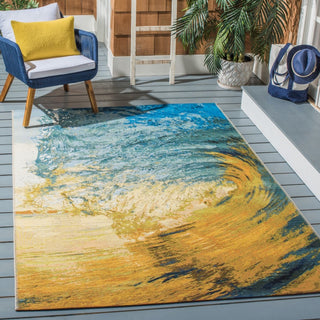 Safavieh Barbados Collection Indoor-Outdoor, BAR510 Rug, Blue/Gold, 3'3"x5'3"