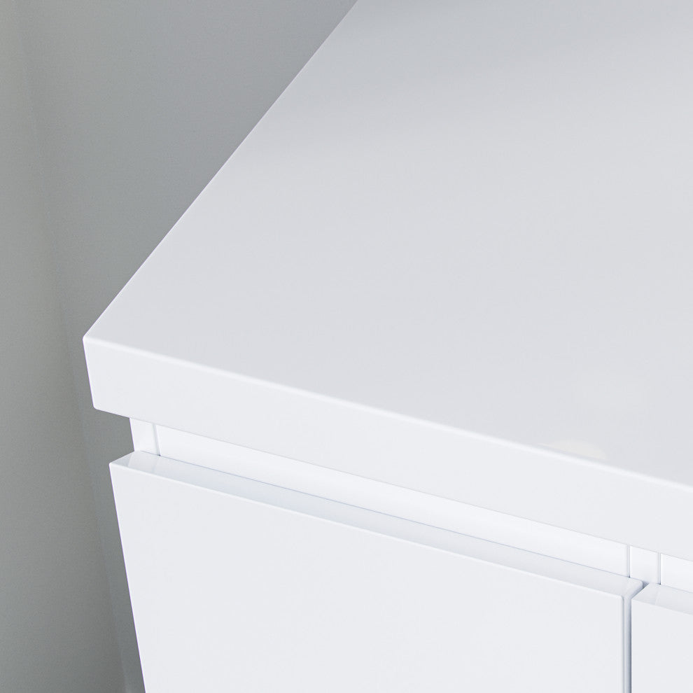 Beacon Bath Vanity, High Gloss White, 48", Single Sink, Wall Mount