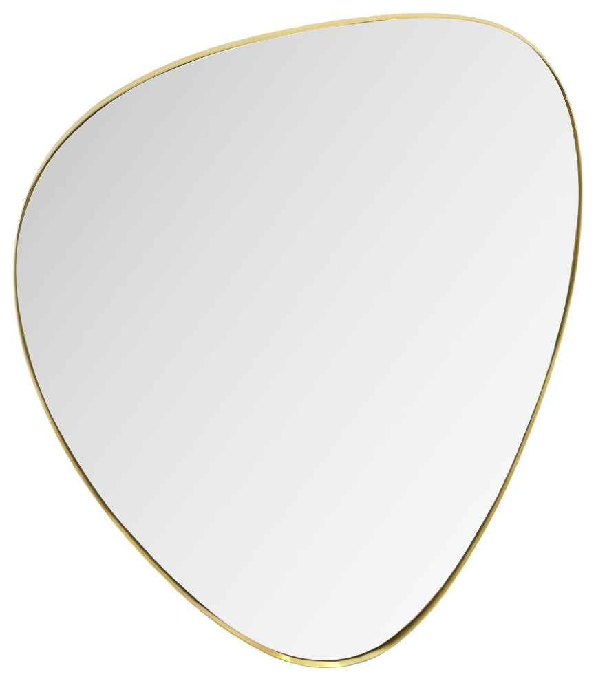 Finch Glass Mirror With Iron Frame, Brushed Gold, 30" H