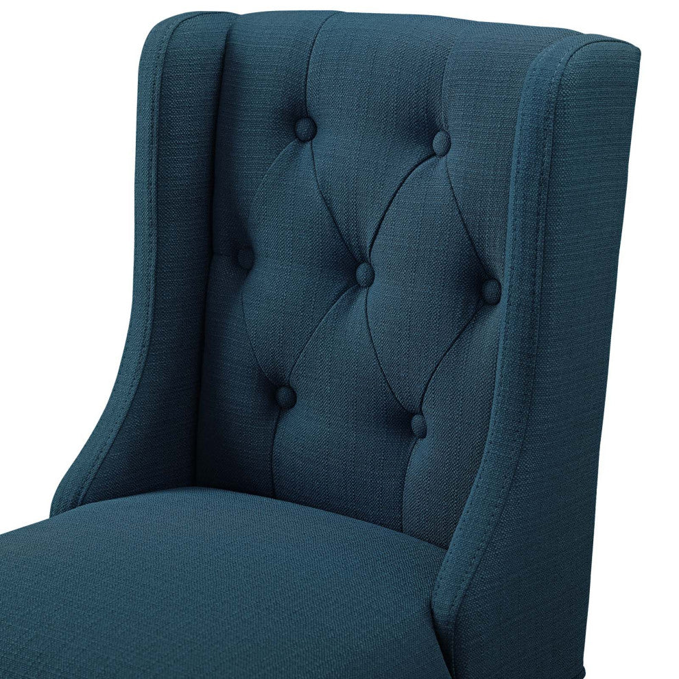 Tufted Counter Stool Chair, Fabric, Wood, Navy Blue, Modern, Bar Pub Cafe Bistro