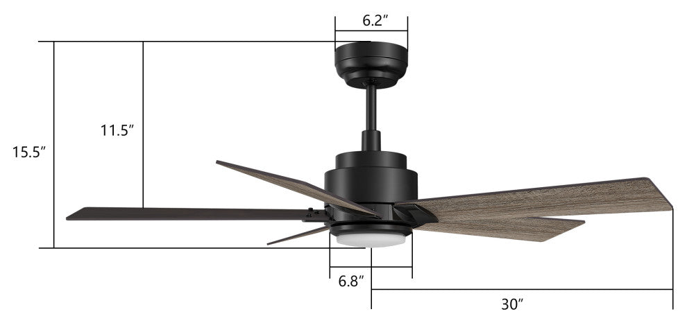 CARRO Modern LED Ceiling Fan with Remote and Dimmable Light, Black, 60"
