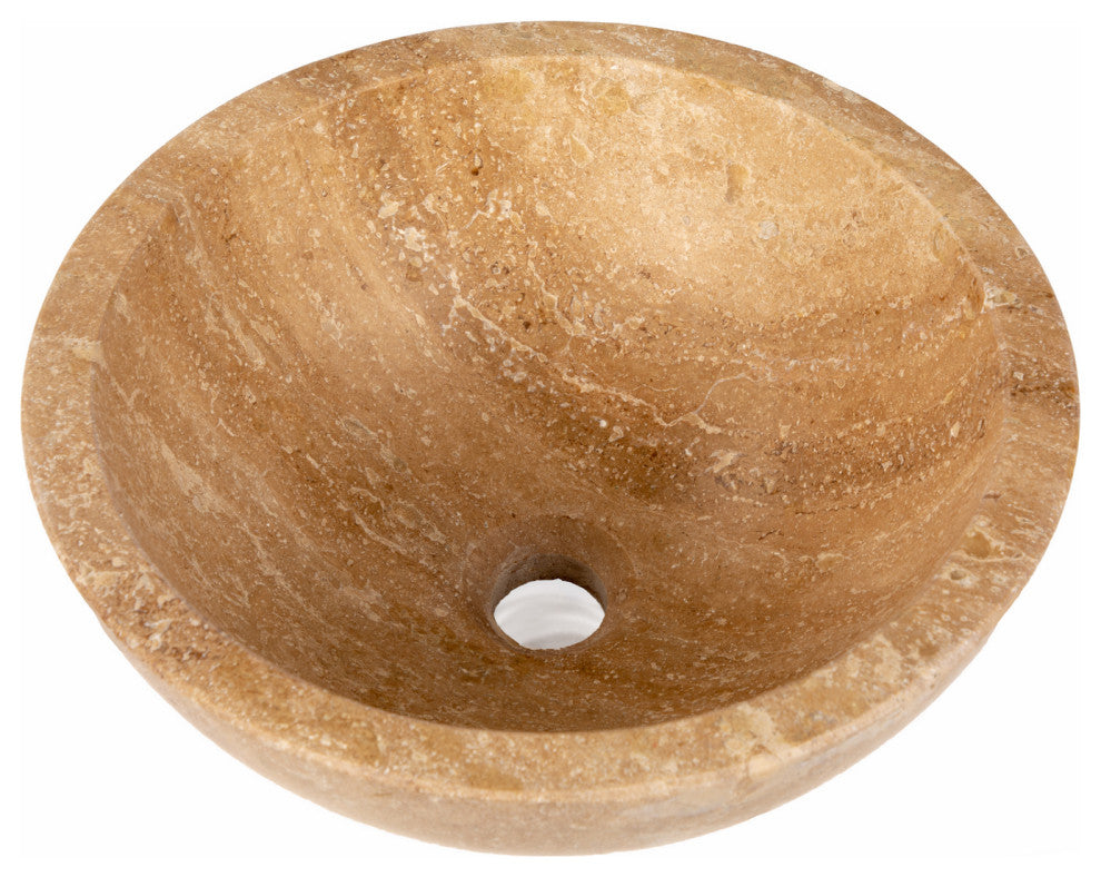 Eden Bath EB_S003BT-H Small Vessel Sink Bowl - Honed Beige Travertine