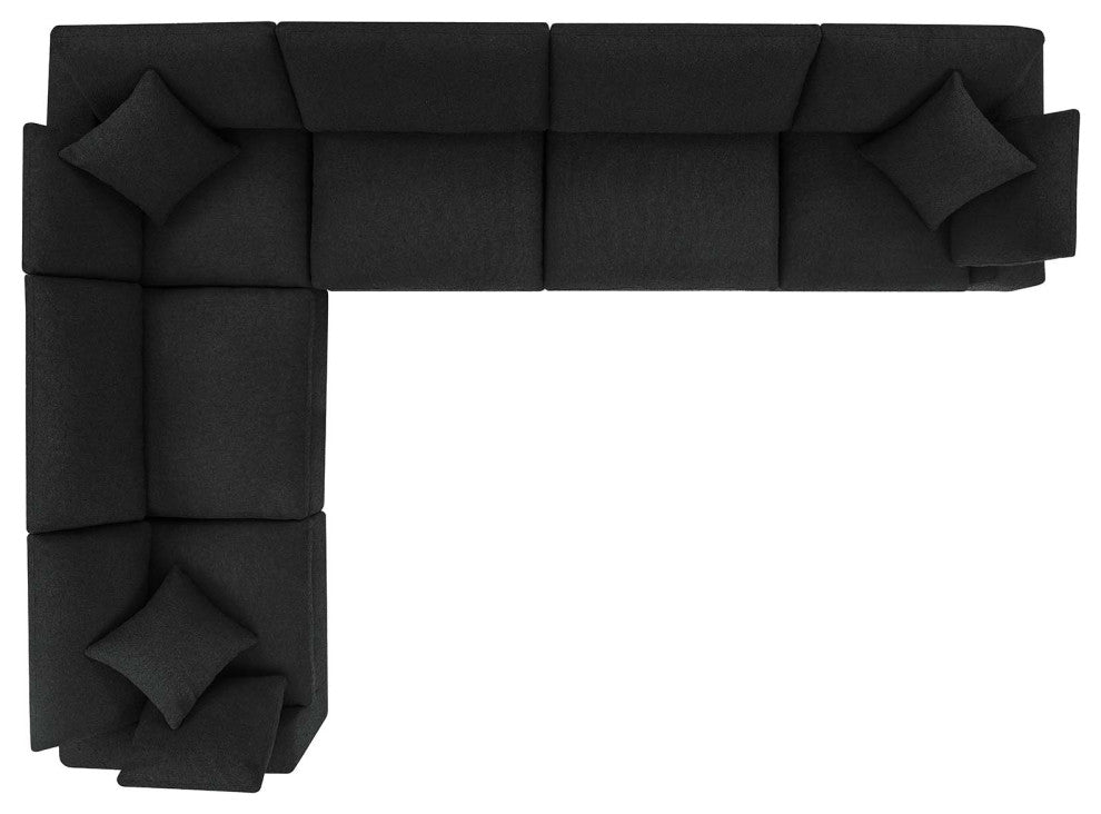 Commix Down Filled Overstuffed Boucle Fabric 6-Piece Sectional Sofa, Black