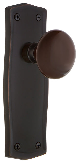 Prairie Plate Double Dummy Porcelain Door Knob, Brown