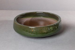Zeno Green Glazed Stoneware Planter Bowl, 19" X 5.5"