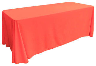 LA Linen Rectangular  Polyester Poplin Tablecloth, Coral, 90"x132"