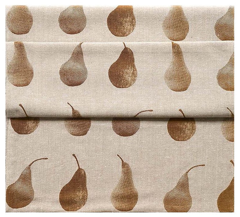 Set of Four Light Brown Pear Pattern Placemats and Four Matching Napkins