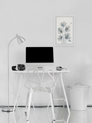 "White Poppies Bloom" Framed Painting Print