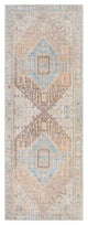 Hauteloom Light Brown and Blue Baloy Washable Area Rug, 2'7"x7'3" Runner