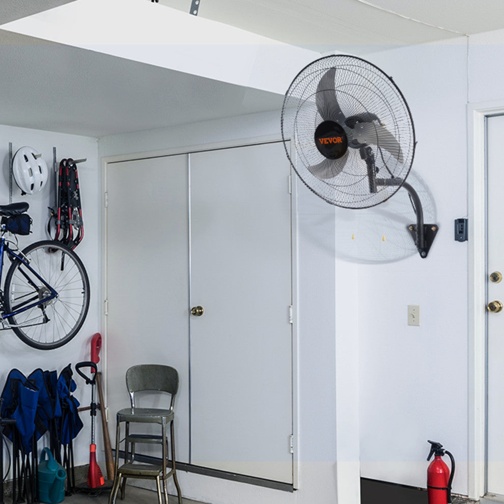 VEVOR Industrial Wall Mount Fan Oscillating Metal Fan 3 Speed, 18"