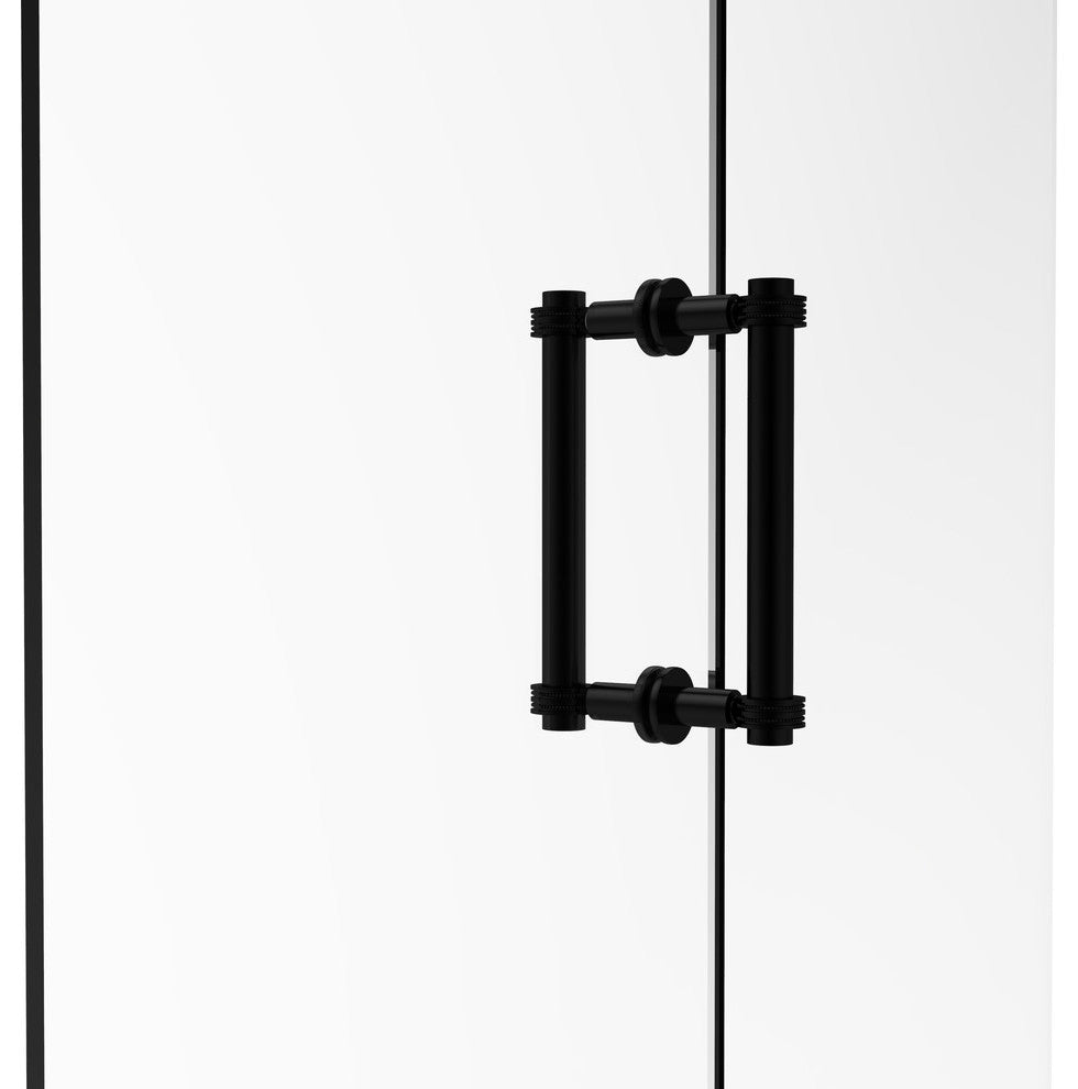 Contemporary 8" Dotted Accent Back to Back Shower Door Pull, Matte Black