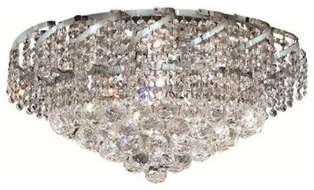 Elegant Belenus Flush Mount, Chrome Finish With Royal Cut Crystal