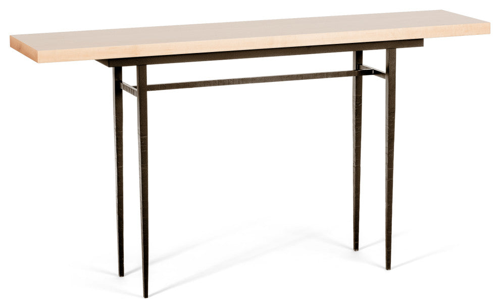 Wick 60" Console Table, Bronze Finish, Maple Natural Accents