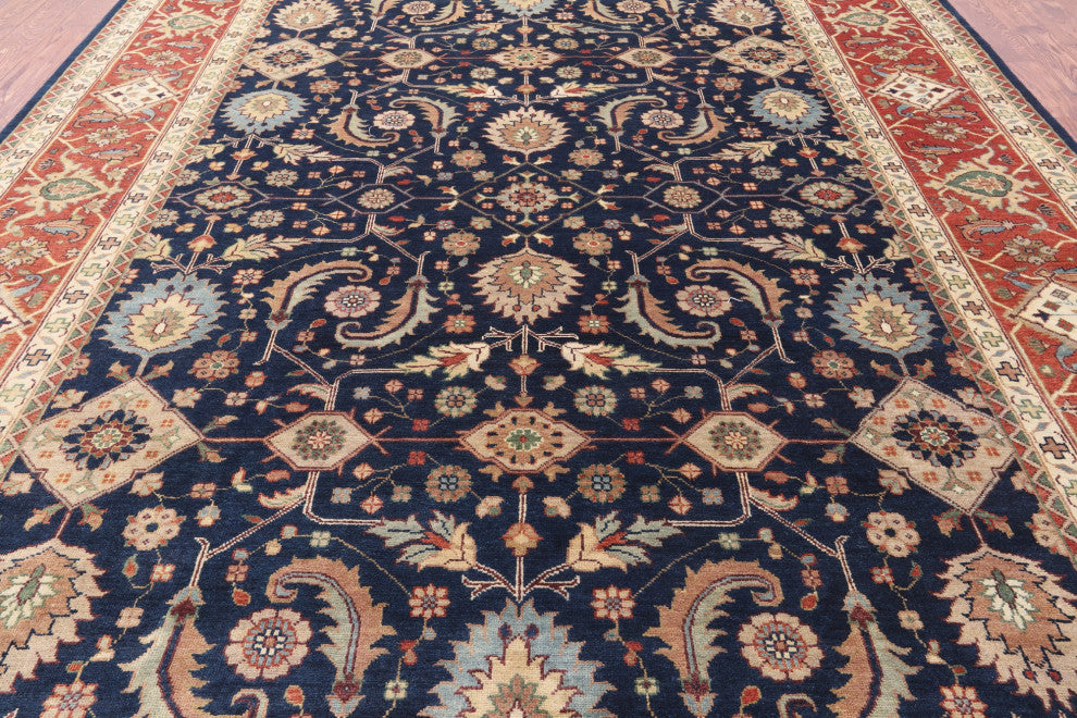Heriz Serapi Handmade Wool Rug 10' 1" X 13' 9" - Q16013