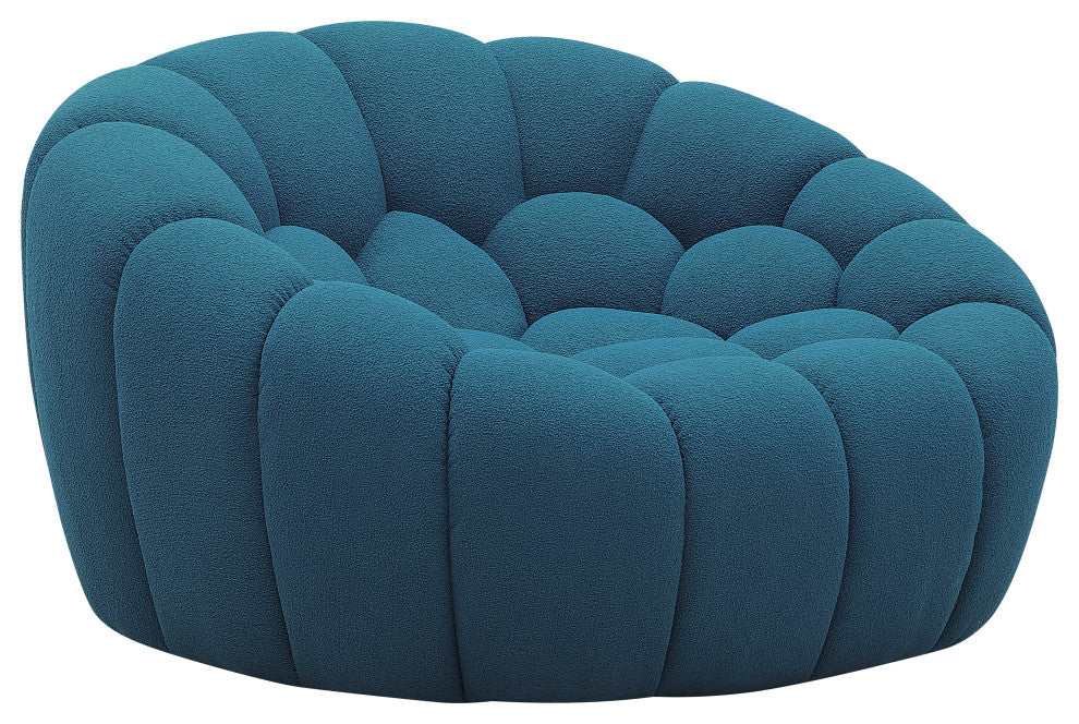 Divani Casa Yolonda Modern Curved Dark Teal Fabric Chair