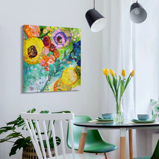 Floral Radiance II Crystallus Epoxy Coated Wrapped Canvas Wall Art