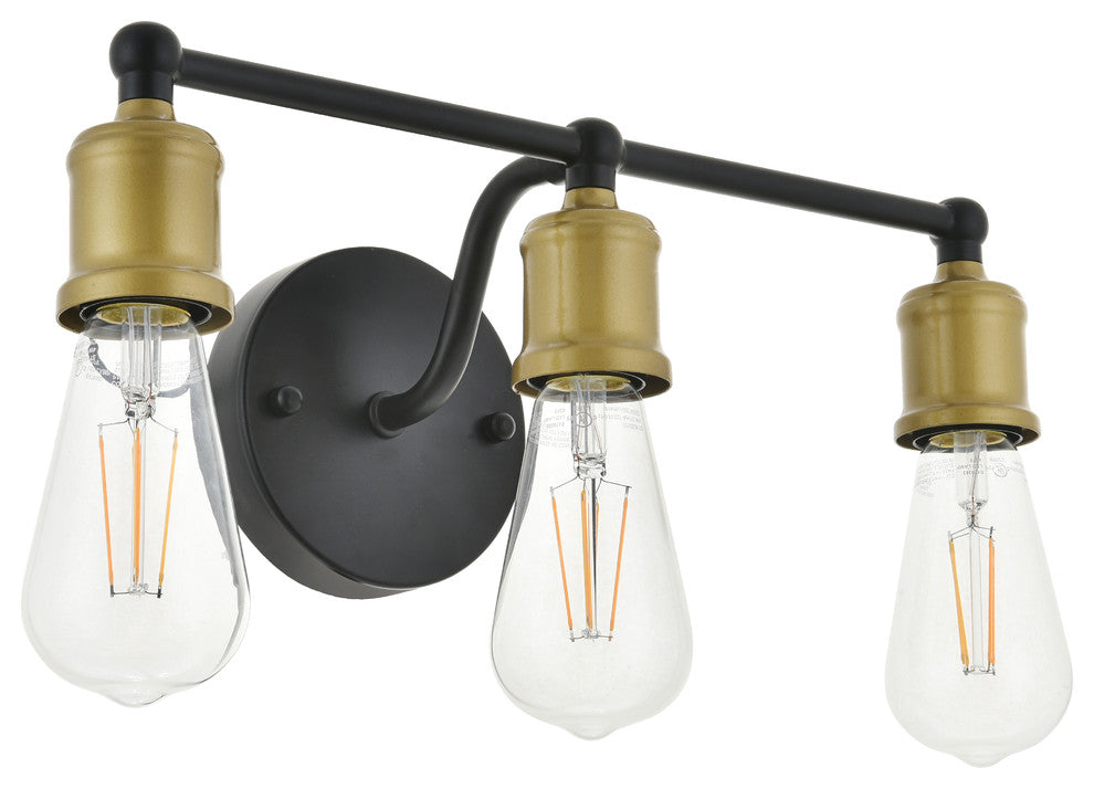 Brass And Black Finish 3-Light Wall Sconce