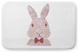 24" x 17" Monochrome Bunny Bathmat, Ligonberry Red