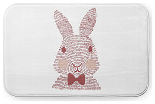 24" x 17" Monochrome Bunny Bathmat, Ligonberry Red