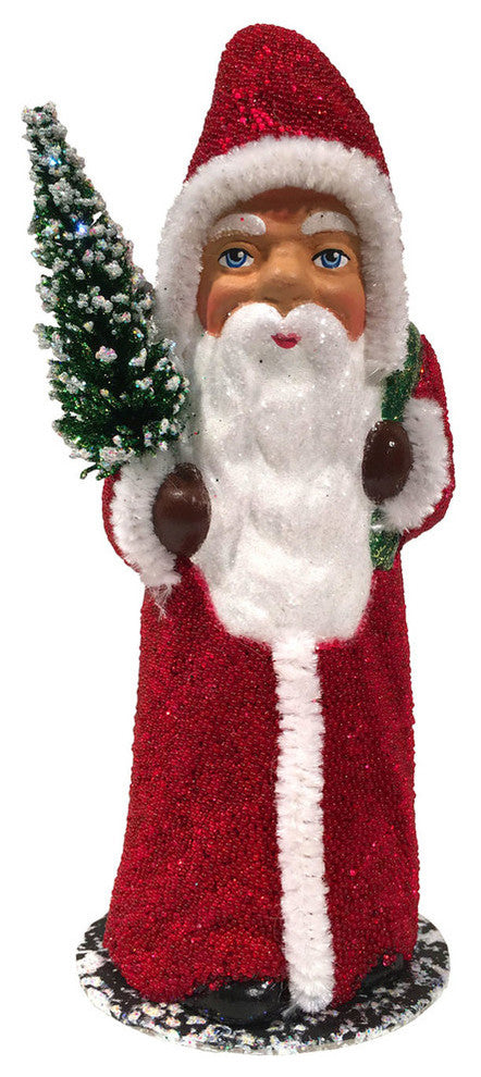 Schaller Paper Mache Candy Container- Santa Red Beaded Coat