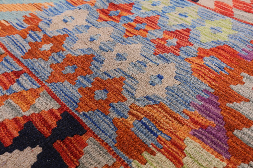 8' 3" X 9' 9" Flat Weave Kilim Reversible Wool On Wool Rug Q9478