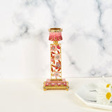 Matashi Shabbat Candlestick Holder (2-Piece Set) Hand-Painted,  Pewter (Red)