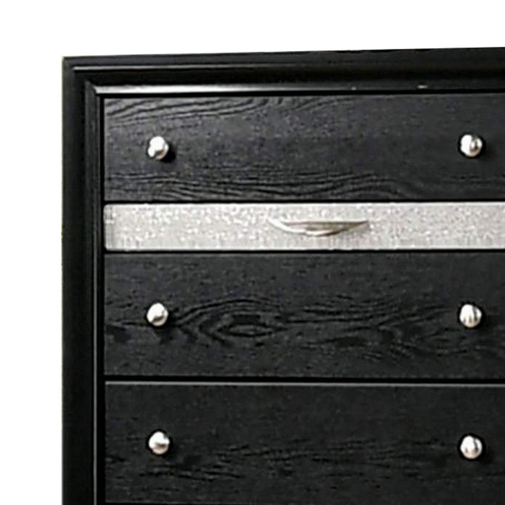 Chest with Silver Trim Accent and 1 Jewelry Drawer, Black