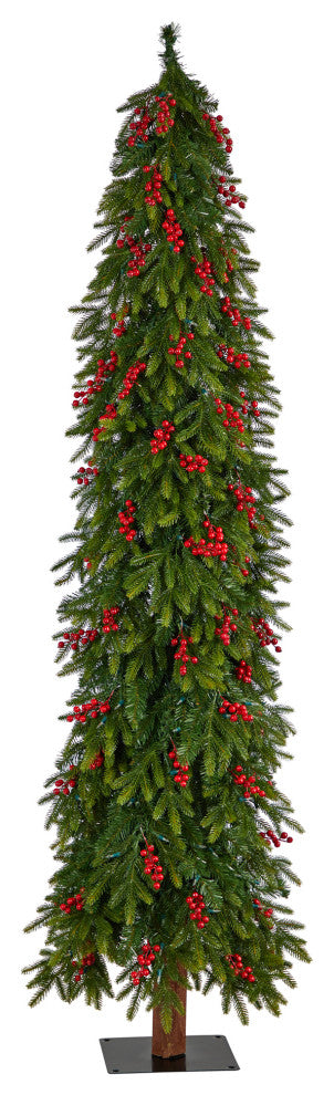 T3508 7' Victoria Fir Artificial Christmas Tree With 300 Multi-Color LED Lights
