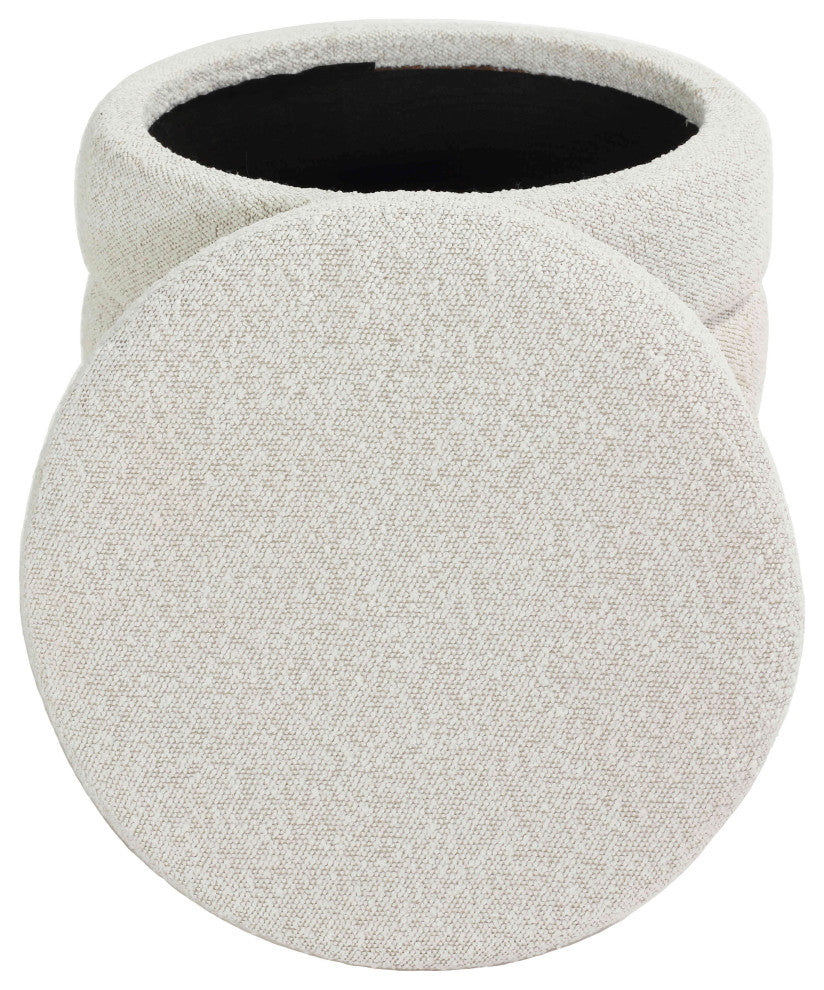 Cortesi Home Morcant Cylindrical Storage Ottoman, Light Gray