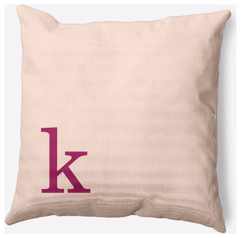 20" x 20" Modern Monogram Indoor/Outdoor Polyester Throw Pillow, Dusty Rose