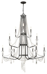 Barcelona 12-Lt 3-Tier Crystal Chandelier - Onyx