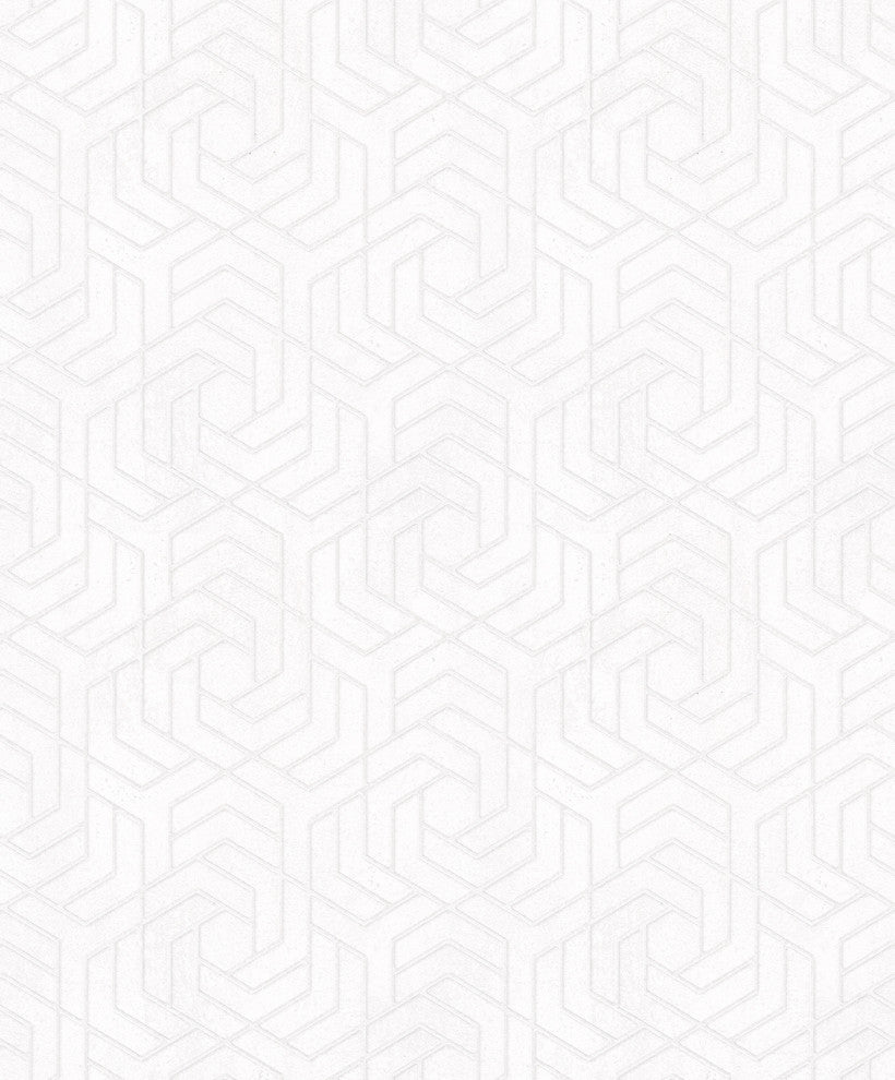 Textured Wallpaper, Overlapping Shapes, White Gray Silver, Sample