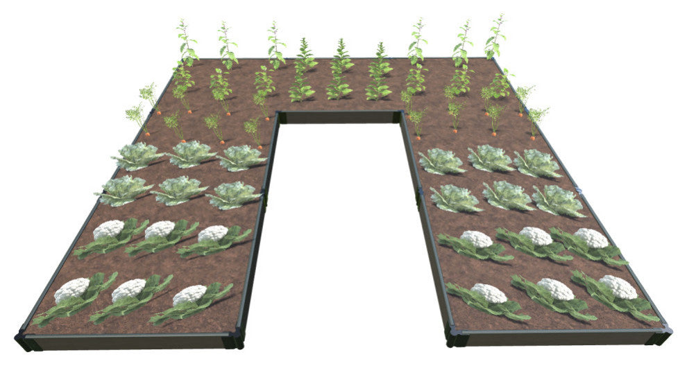 Weathered Wood Walk-In Jumbo U-Shape' 12'x12' 5.5" Raised Garden Bed, 1" Profile