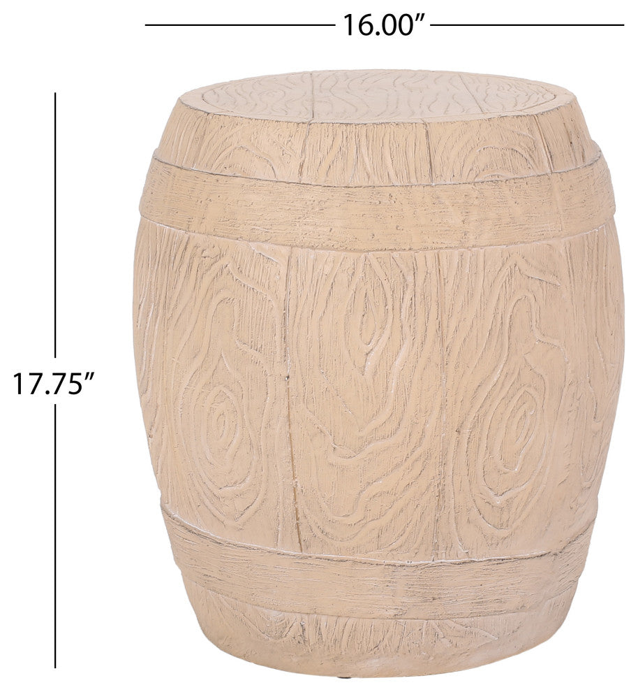 Durette Outdoor Lightweight Concrete Side Table, Natural Wood