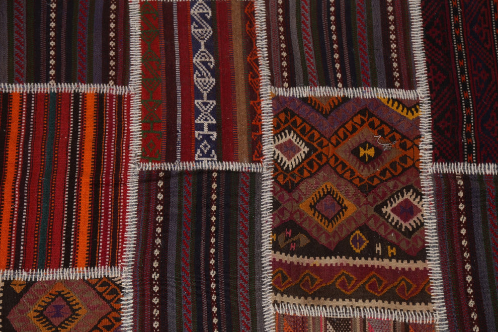 Tribal Patchwork Oriental Area Rug Hand-tufted Wool Carpet 4x6
